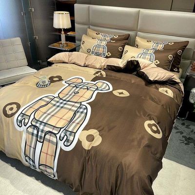 Set de roupa de cama de algodão escovado de tamanho queen 4 em 1 A escolha definitiva para um quarto da moda