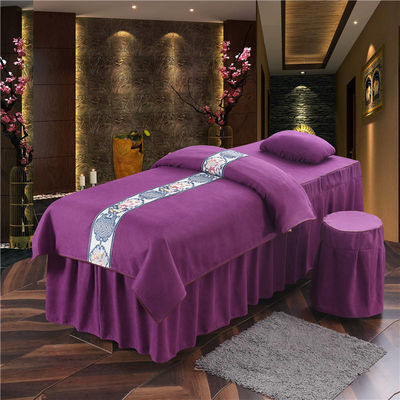 Moderno estilo massagem lençol de mesa Set de cobertura de luxo Spa Microfibra pura 4 peças de roupa de cama