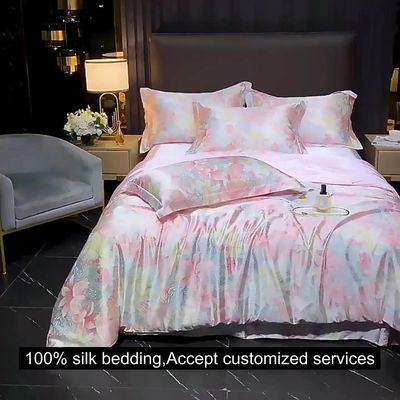 Impressão diagonal de folhas de seda de amoras para roupa de cama 100% de seda no mercado