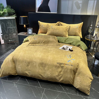 Luxo casa têxtil de algodão egípcio cama conjuntos com cortinas combinadas para cama King Size