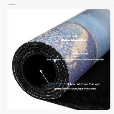 Tapete de banho de pedra de secagem rápida de água com cor personalizada e tapete de chuveiro duro absorvente
