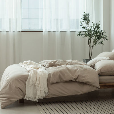 100% de algodão lavado roupa de cama de mão suave sentir respirável e durável linho como textura