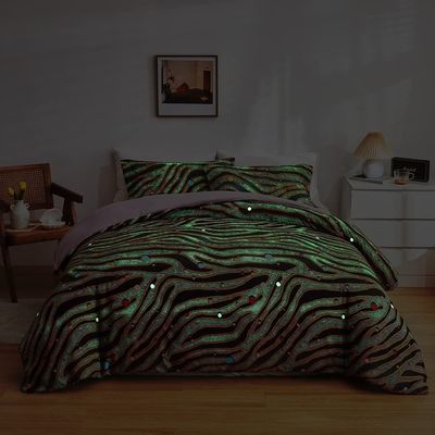 Conjunto de roupa de cama branca floral para crianças meninos meninas Twin 2 PCs Glow in The Dark Duvet Cover