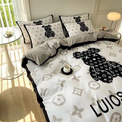 Cores personalizadas 4pcs 100% poliéster lençóis de cama de urso branco para hotel casa de bebê
